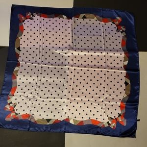 NWOT- Large Polka Dot Print Silk Feel Scarf